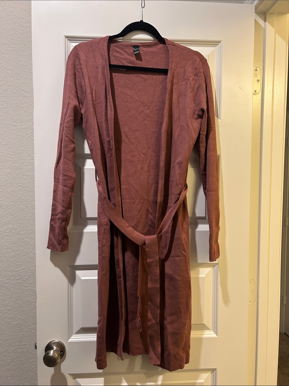 Windsor Dusty Rose Long Sleeve Belted Cardigan Dress